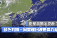 衛星雲圖怎麼看？中央氣象署即時雲圖、顏色判讀與雷達回波差異。圖源：中央氣象署官網
