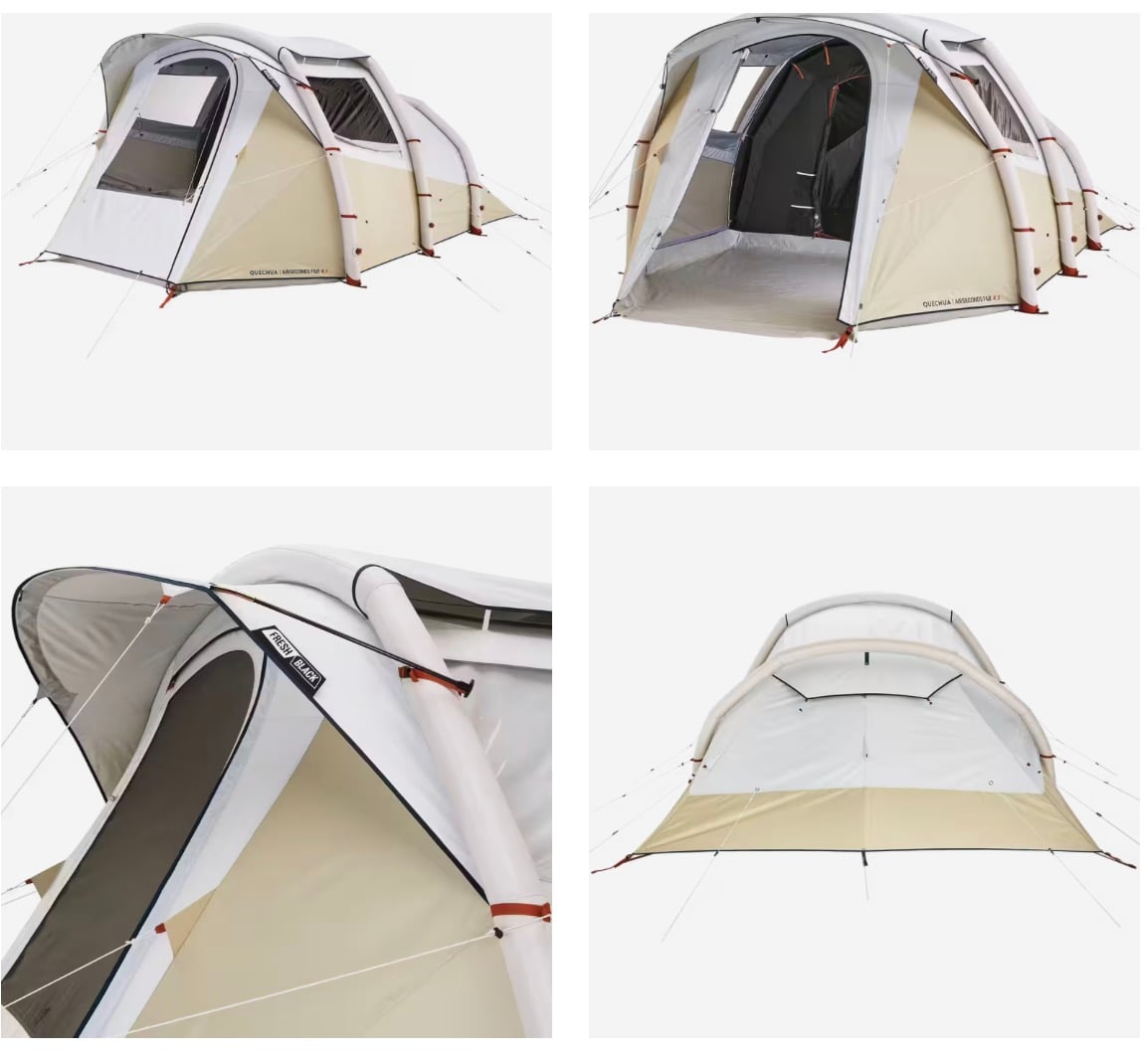 QUECHUA| 貨號: 8753945 4 人 1 房露營充氣帳篷。迪卡儂官網
