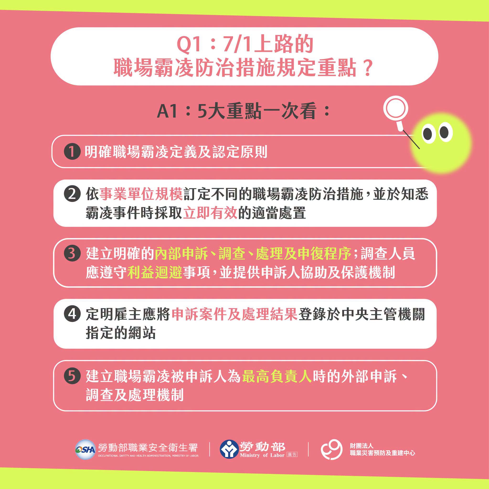 7/1 起,職場霸凌防治新制上路(圖源:勞動部 FB)